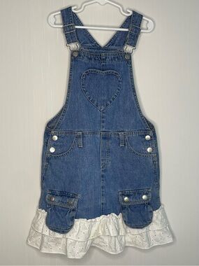 Vintage Faded Glory Girls Denim Bib Overall Jumper Dress - Size 7